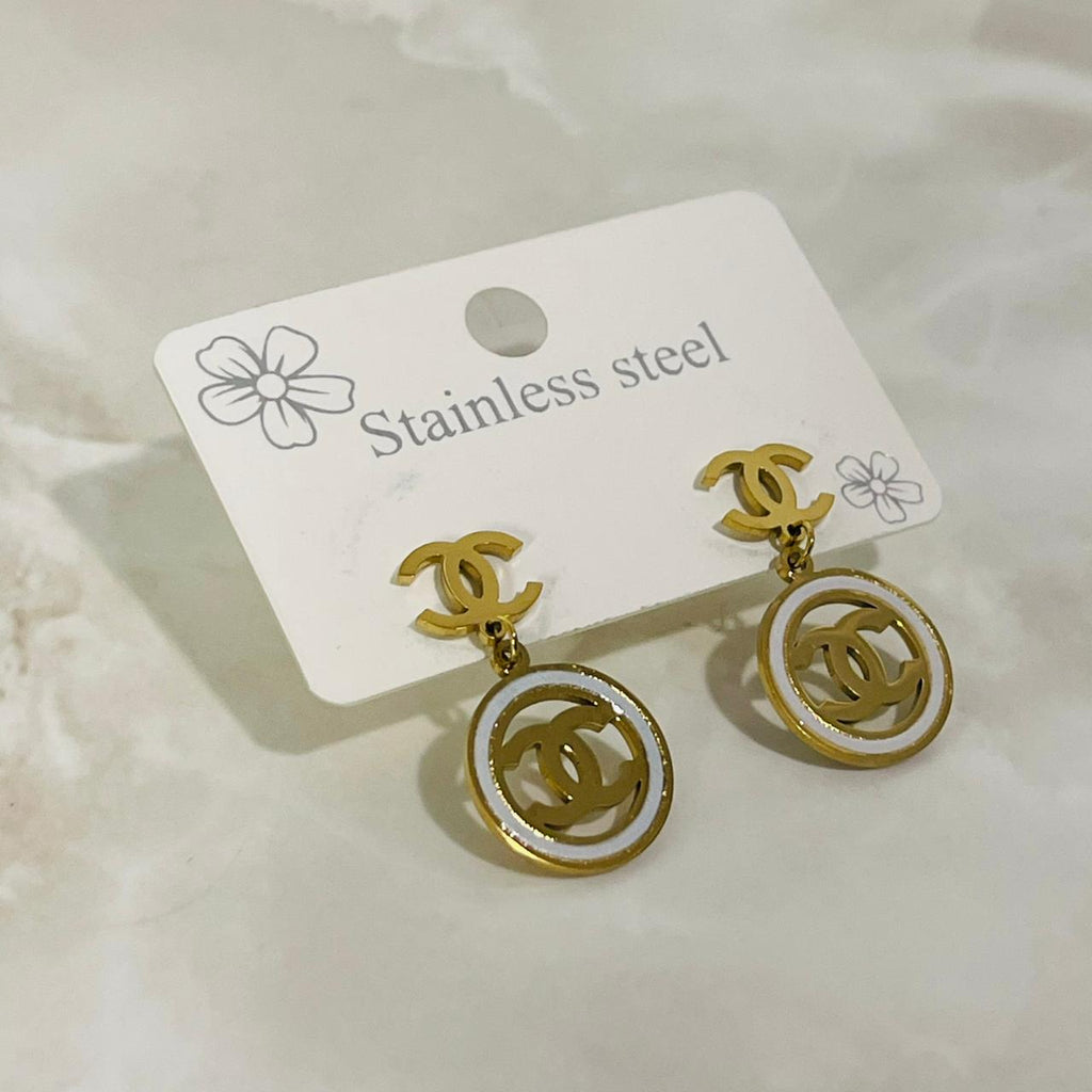 (Double C Drop Earrings)
