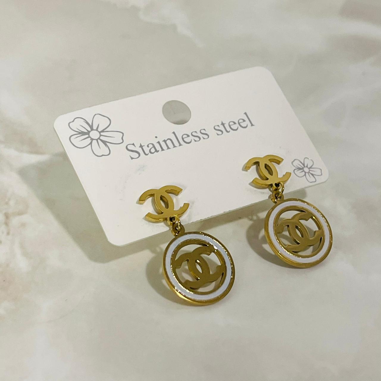(Double C Drop Earrings)