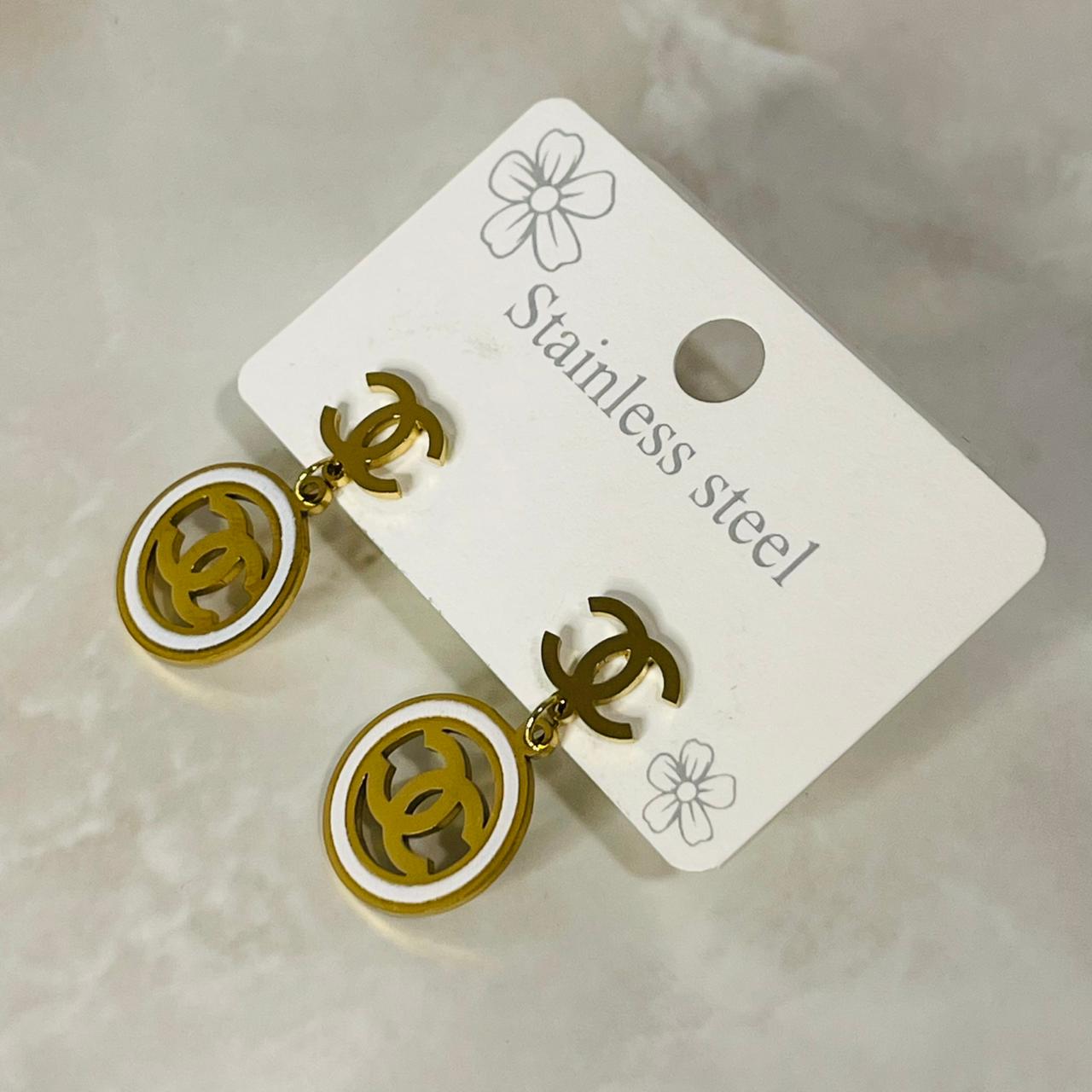(Double C Drop Earrings)