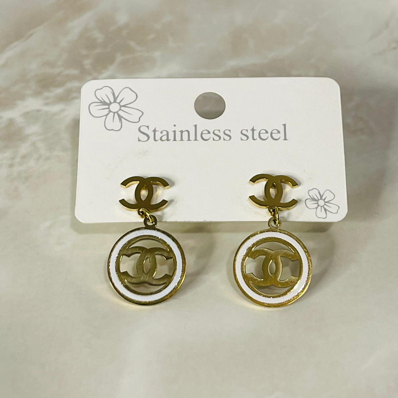 (Double C Drop Earrings)