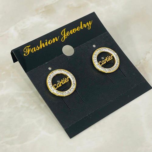 (Cartier Crystal Logo Studs)