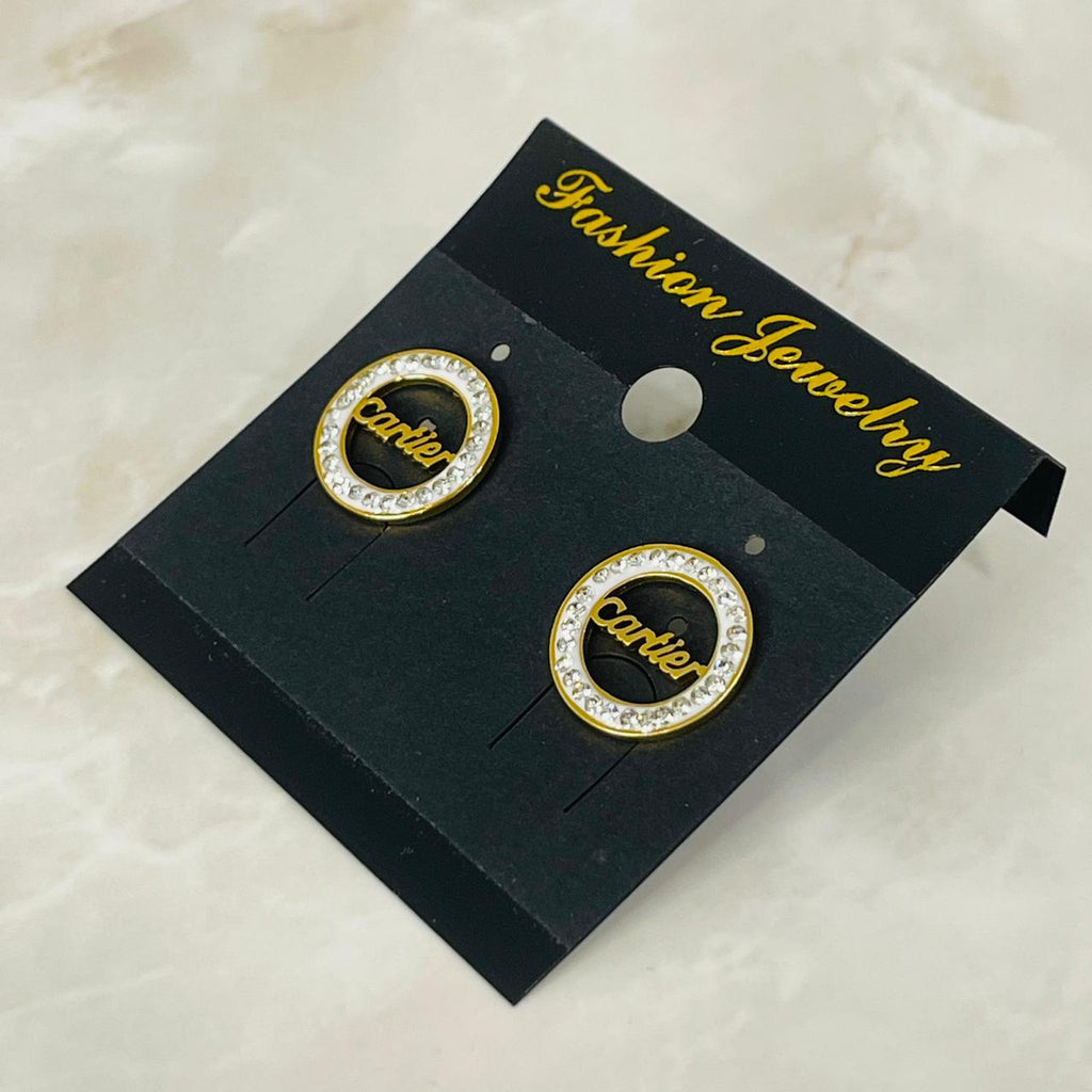 (Cartier Crystal Logo Studs)