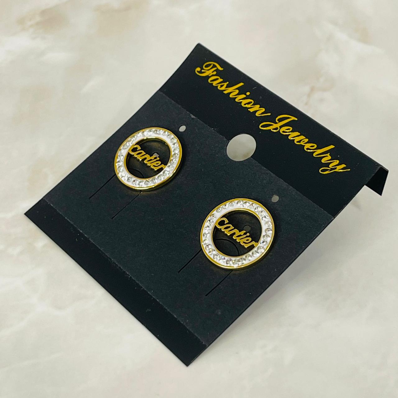 (Cartier Crystal Logo Studs)