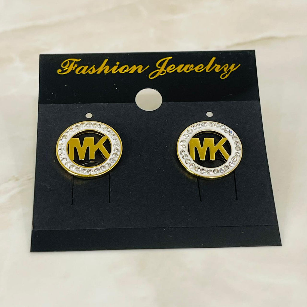 (MK Crystal Logo Studs)