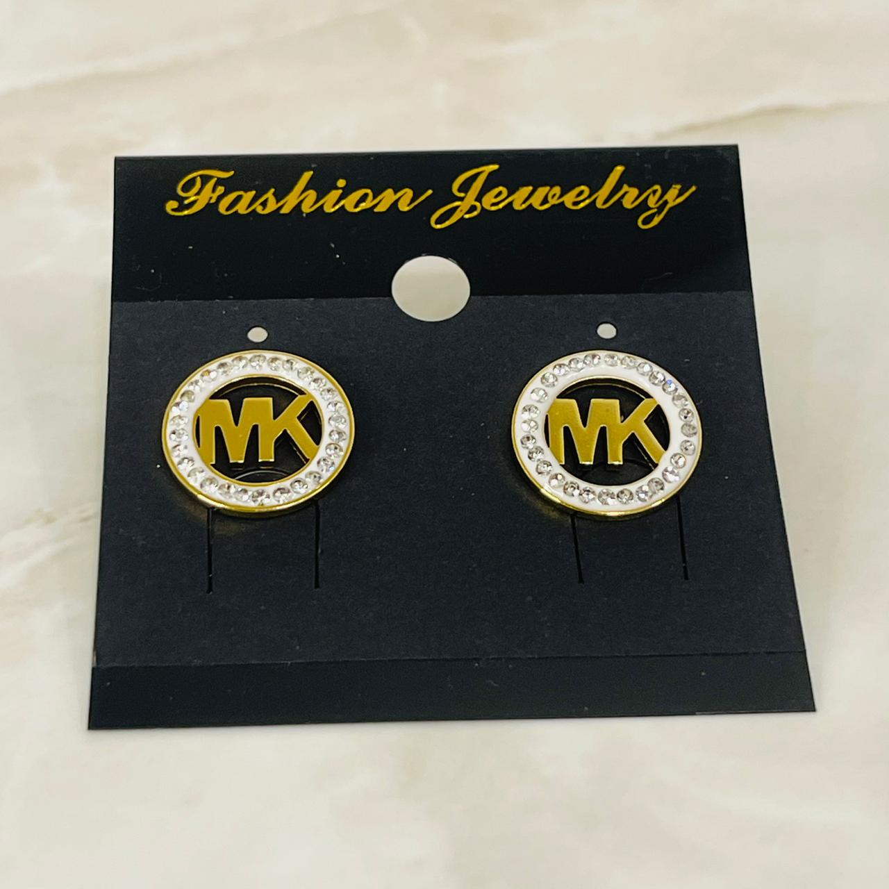 (MK Crystal Logo Studs)