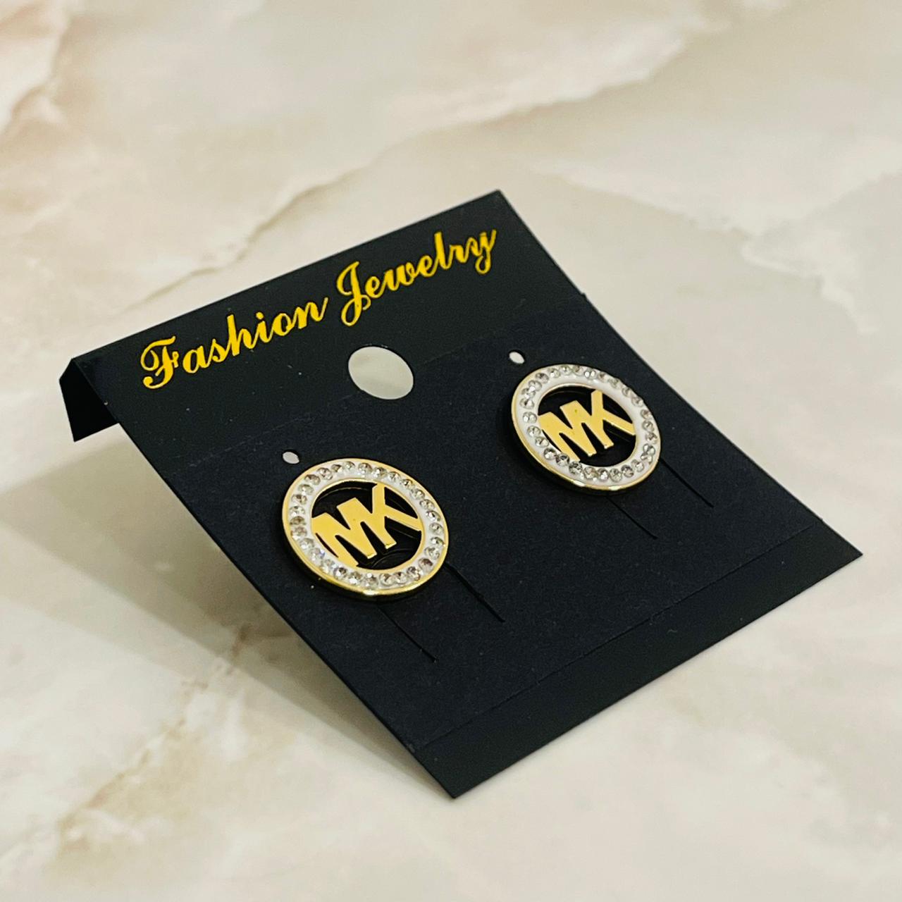 (MK Crystal Logo Studs)