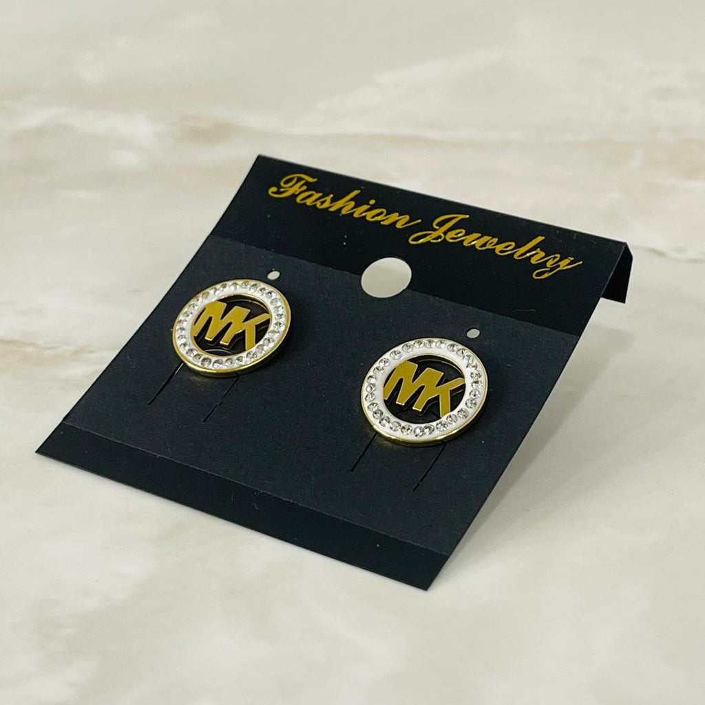 (MK Crystal Logo Studs)