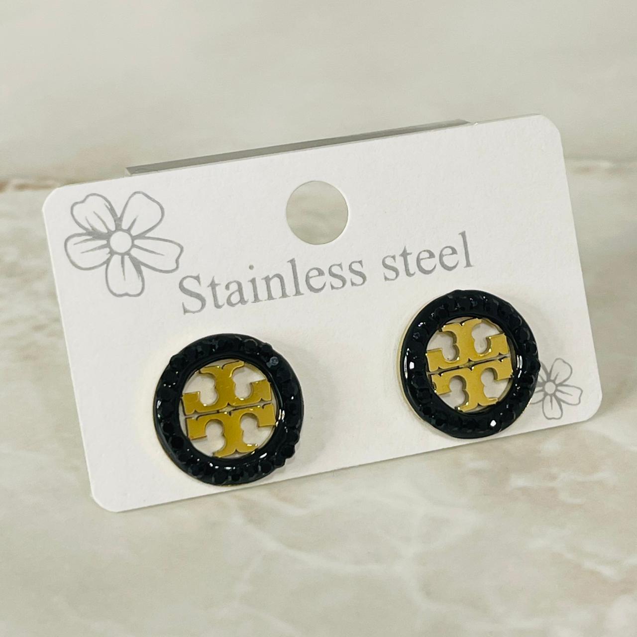 (Black & Gold Monogram Studs)