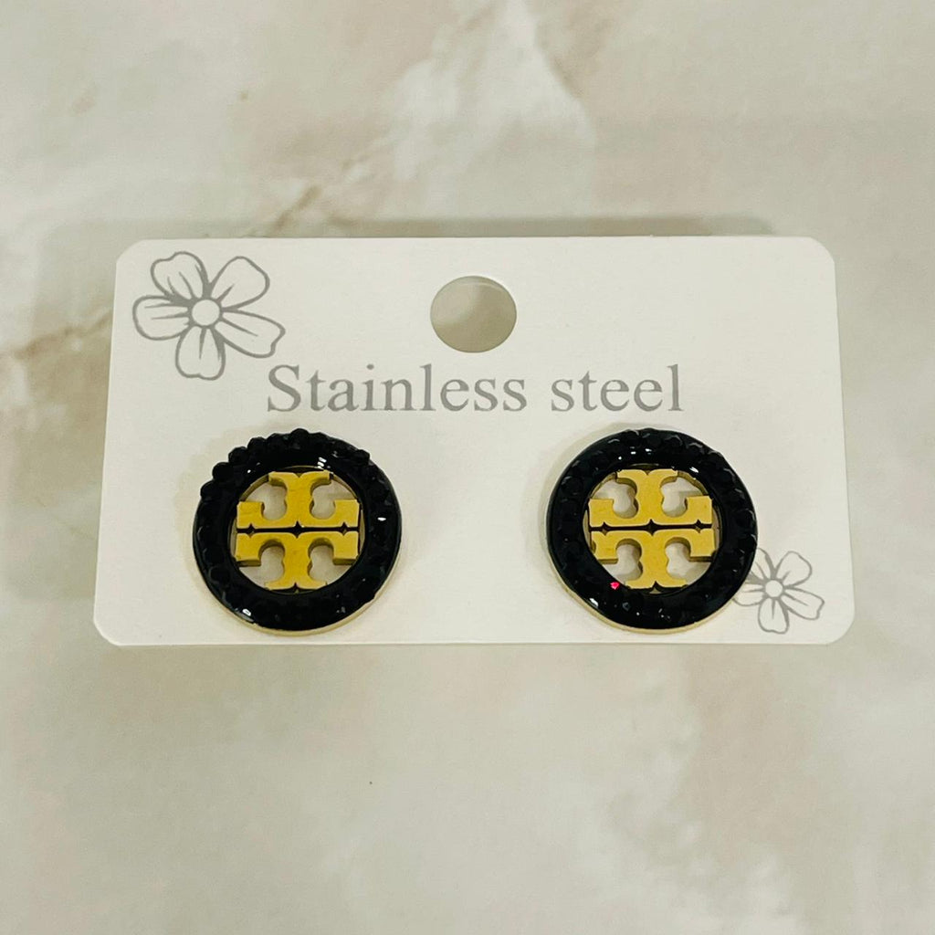 (Black & Gold Monogram Studs)