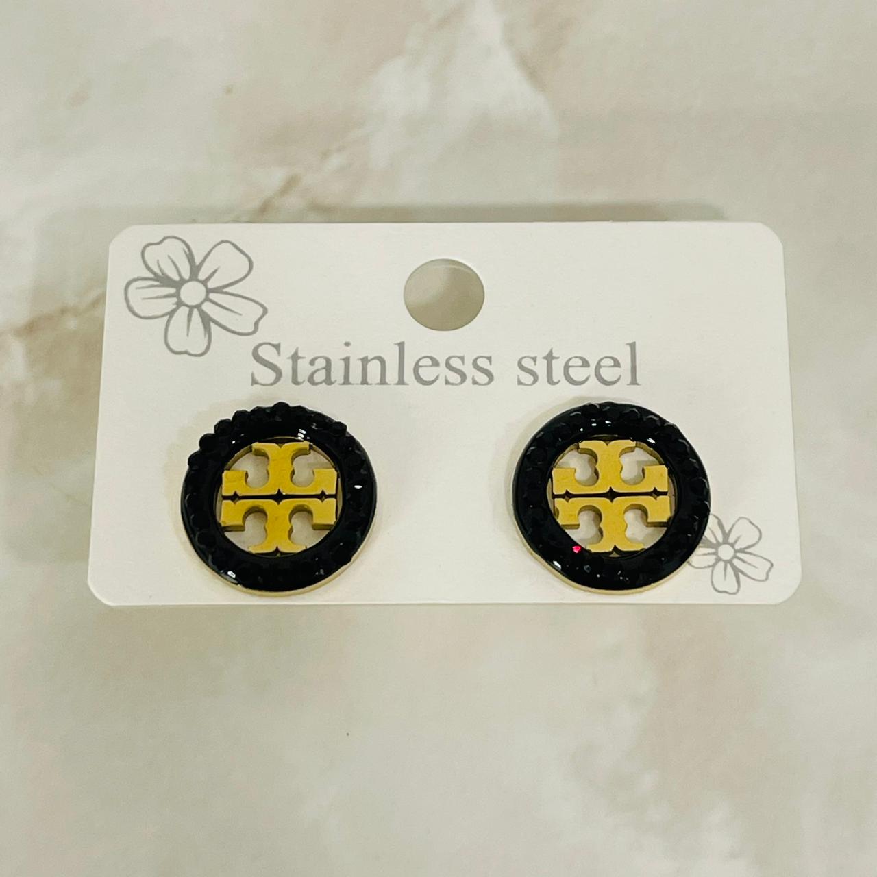 (Black & Gold Monogram Studs)