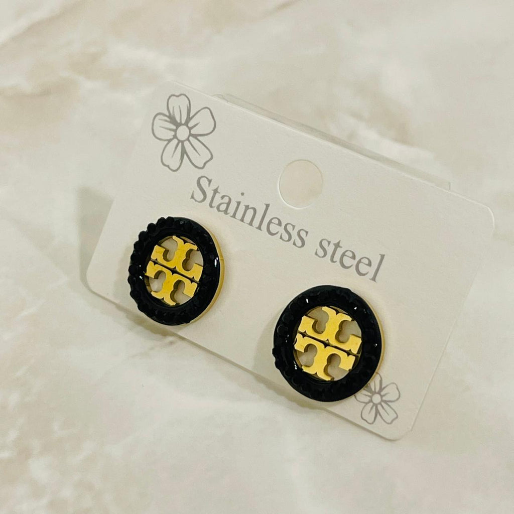 (Black & Gold Monogram Studs)