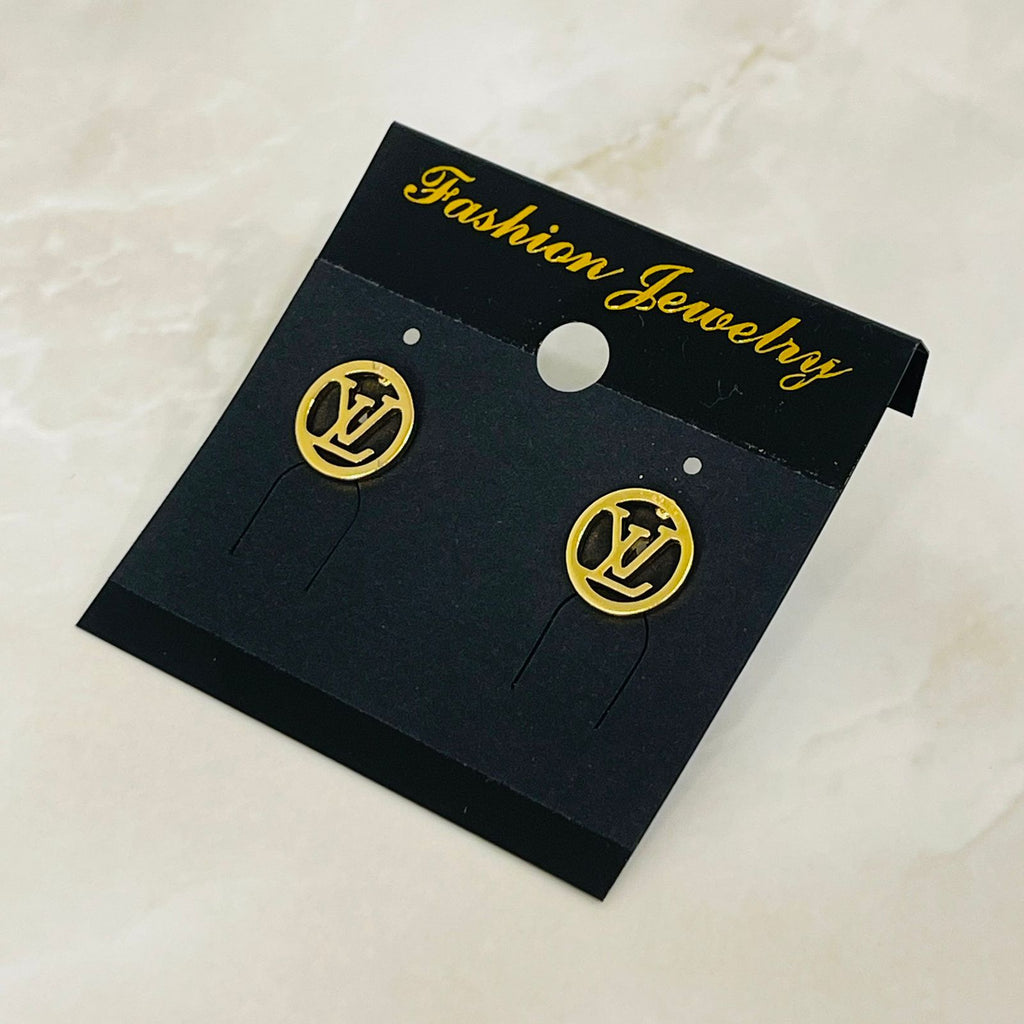 (LV Style Round Stud Earrings)