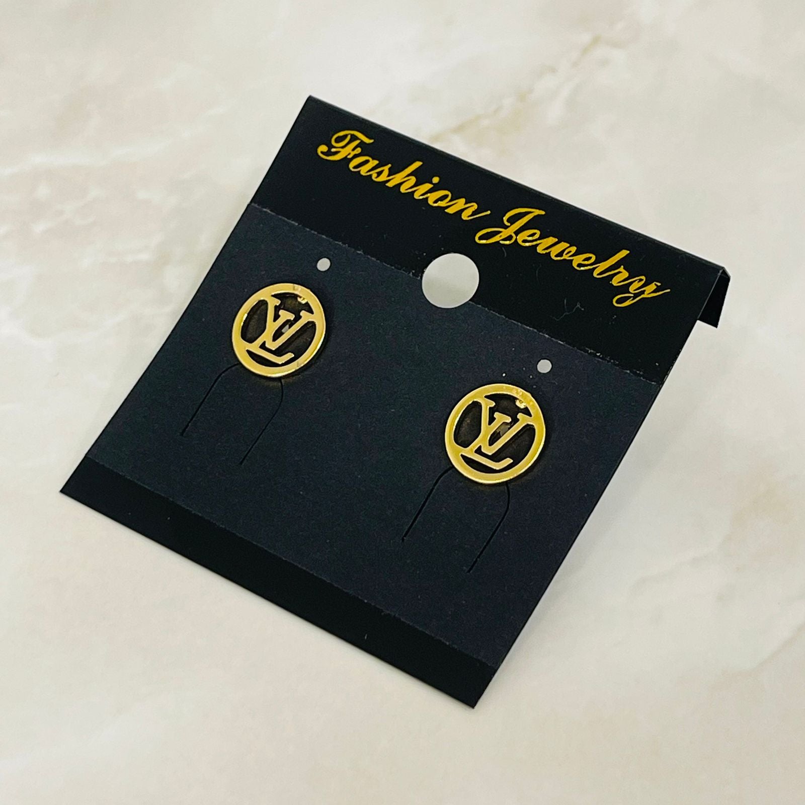 (LV Style Round Stud Earrings)