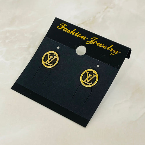 (LV Style Round Stud Earrings)