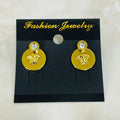 (Gold Crown Disc Earrings)