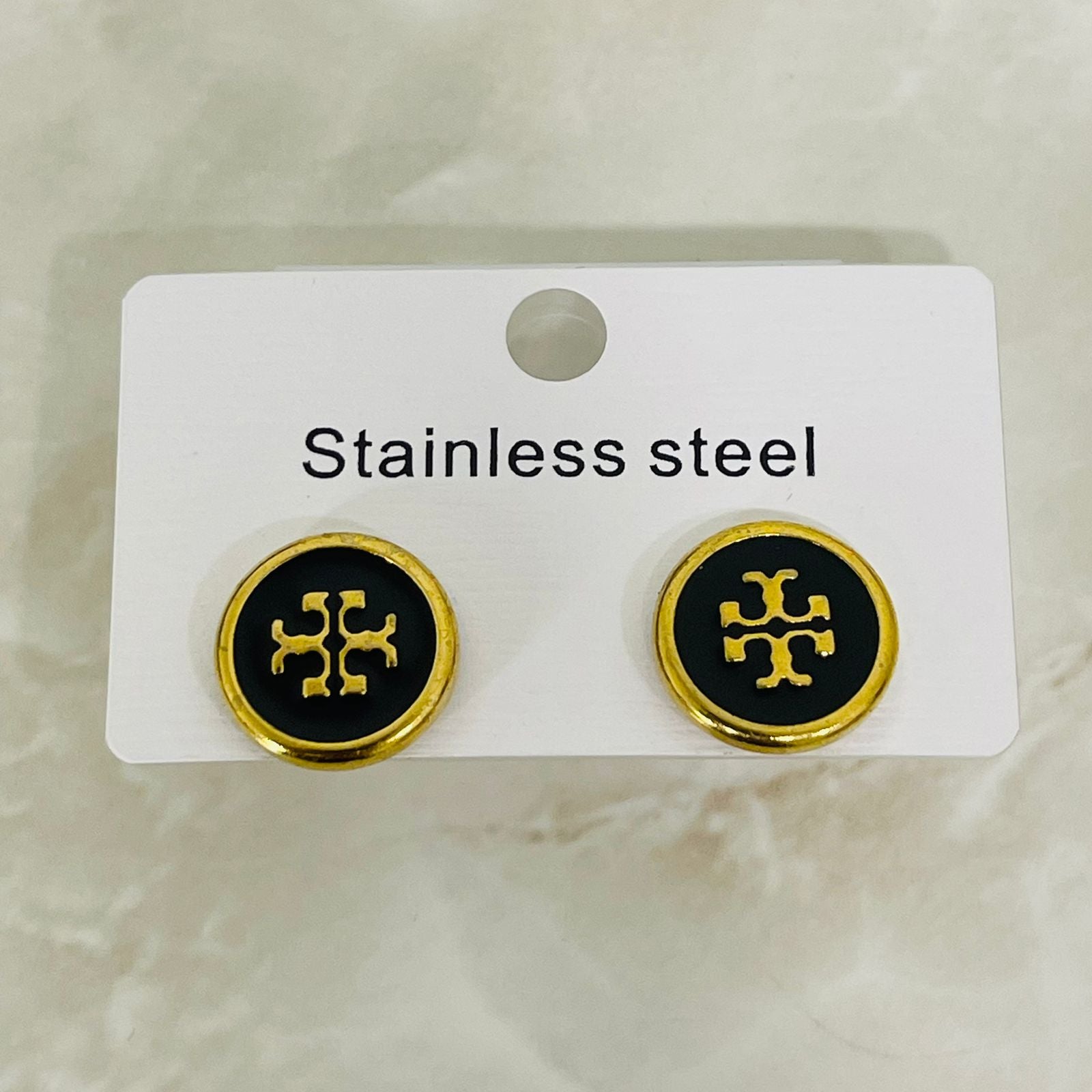 Black Stainless Steel Logo Studs
