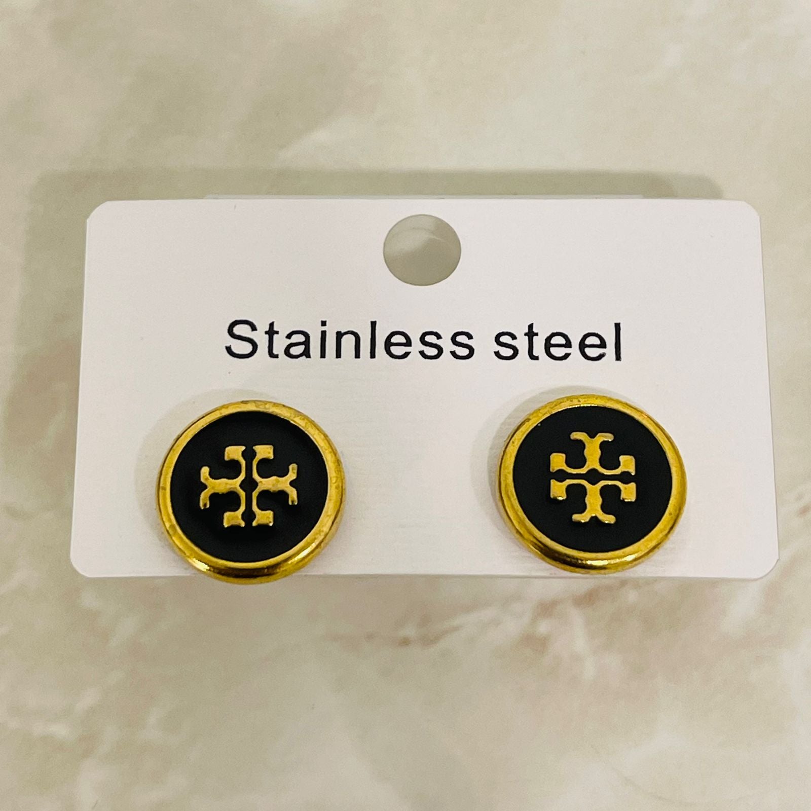 Black Stainless Steel Logo Studs