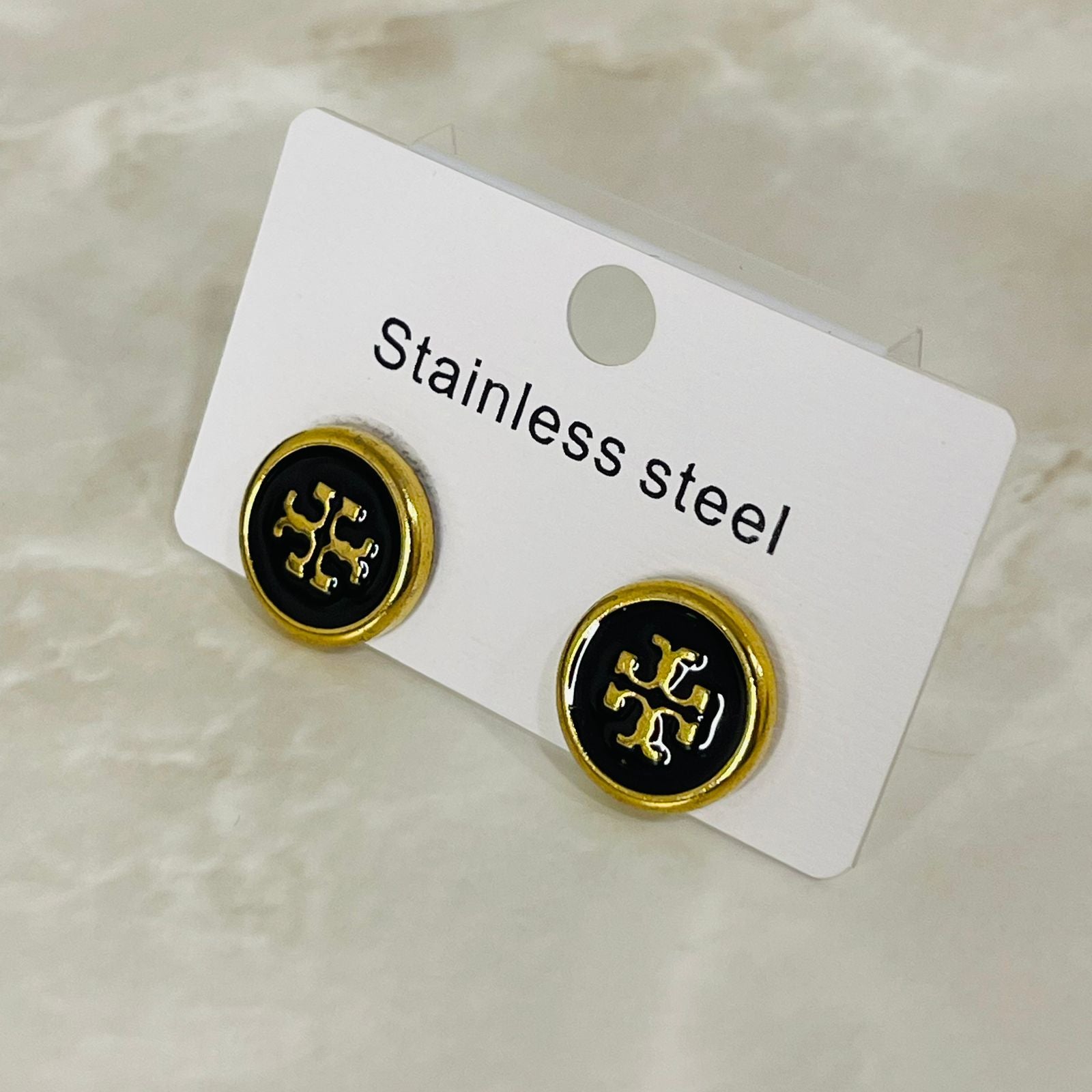 Black Stainless Steel Logo Studs