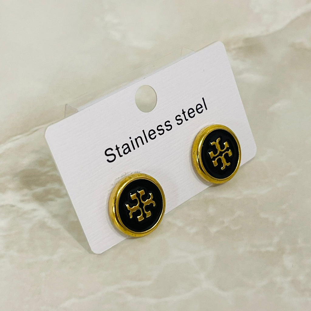 Black Stainless Steel Logo Studs