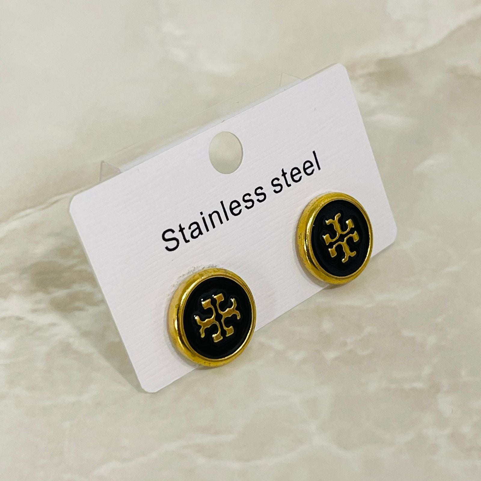 Black Stainless Steel Logo Studs