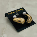 Pearl Ribbed Hoop Earrings