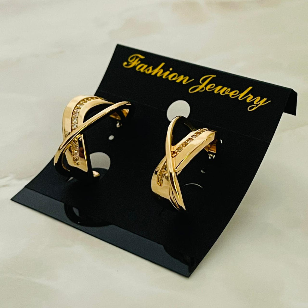 (Gold Cross Twist Earrings)