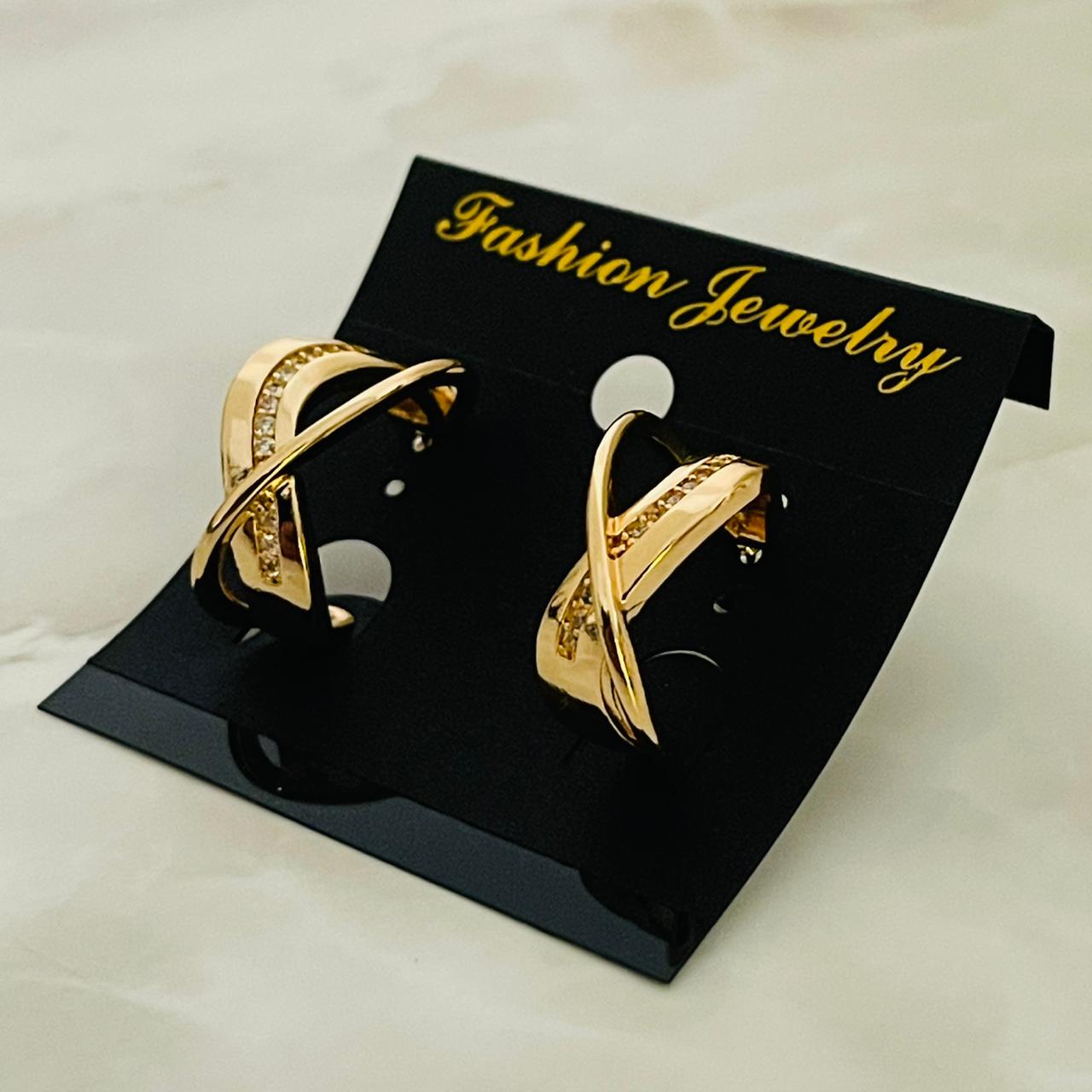 (Gold Cross Twist Earrings)
