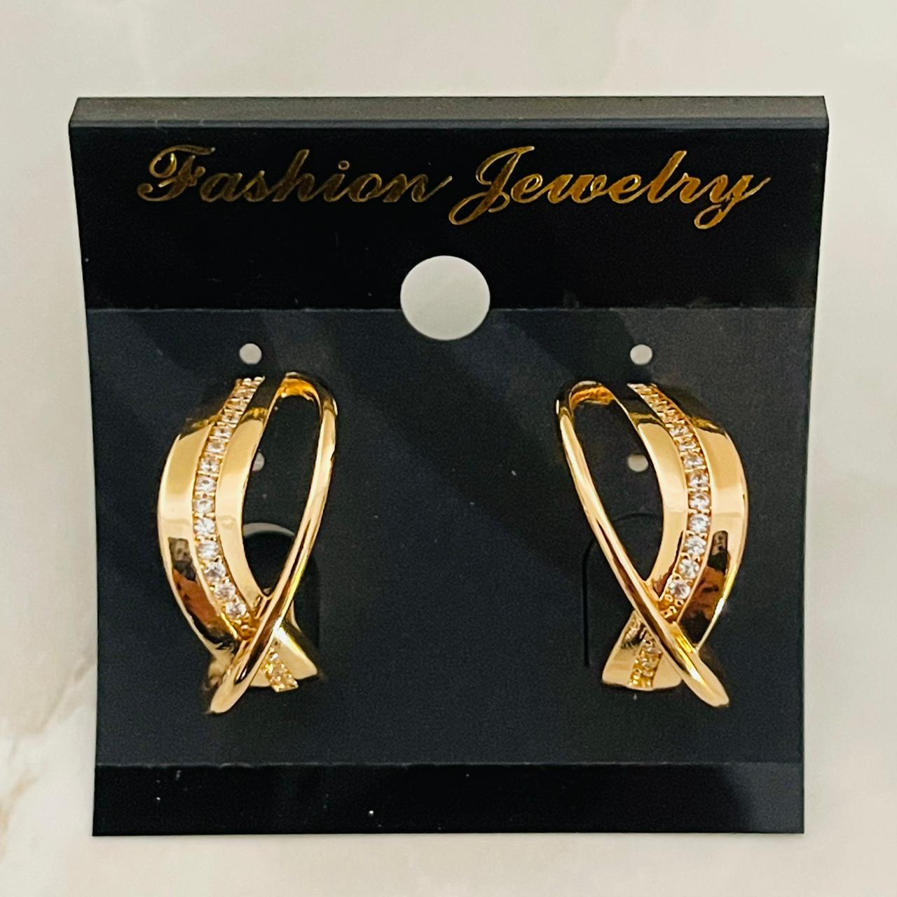 (Gold Cross Twist Earrings)