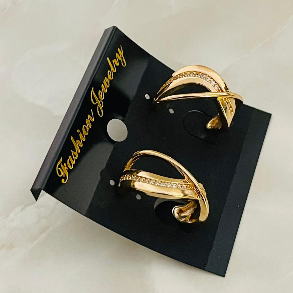 (Gold Cross Twist Earrings)