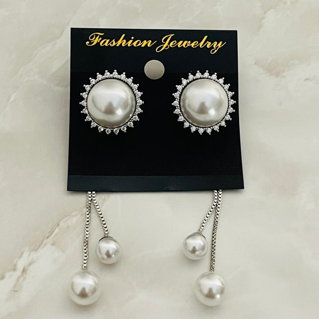 Pearl Drop Earrings with Chain