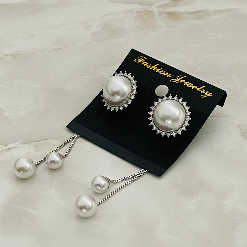 Pearl Drop Earrings with Chain