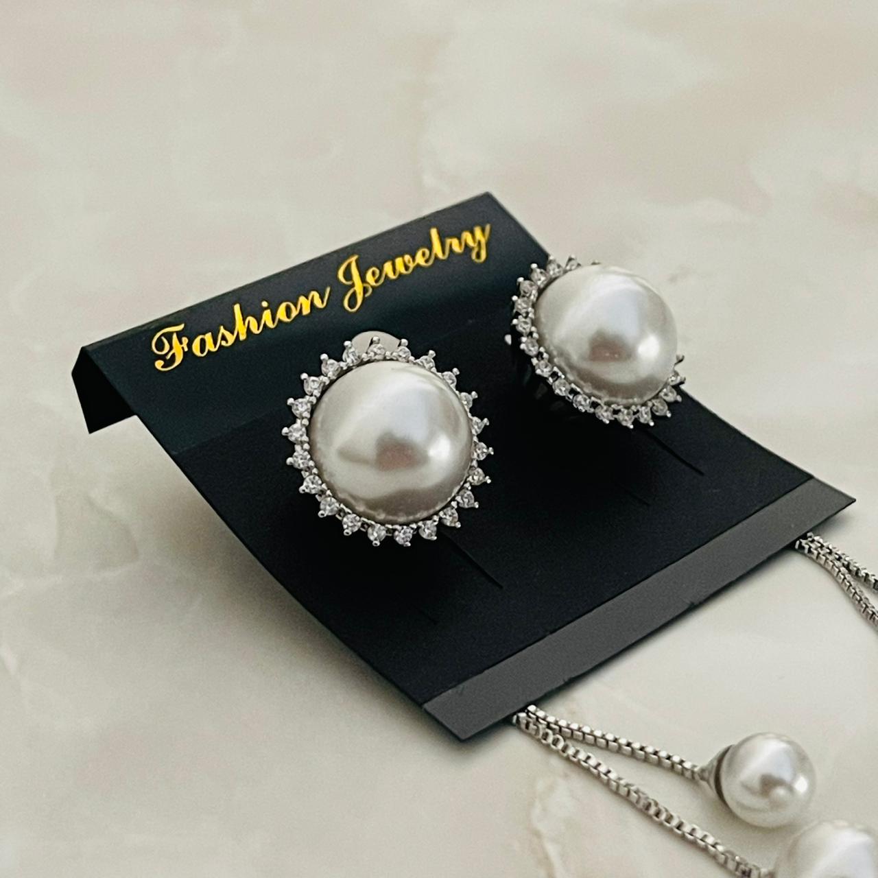 Pearl Drop Earrings with Chain