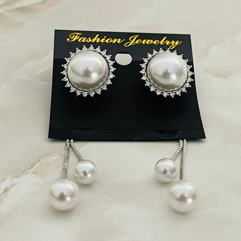 Pearl Drop Earrings with Chain