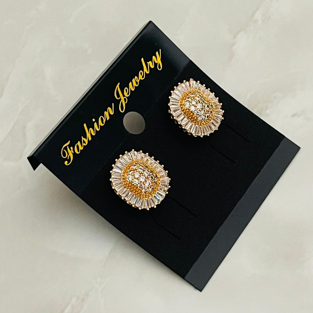 Gold Crystal Stud Earrings