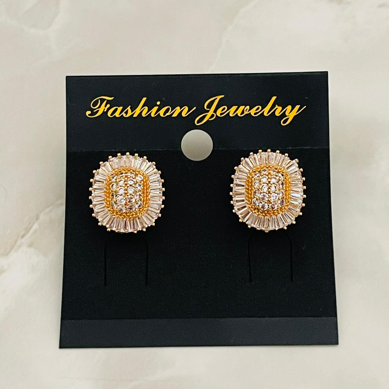 Gold Crystal Stud Earrings