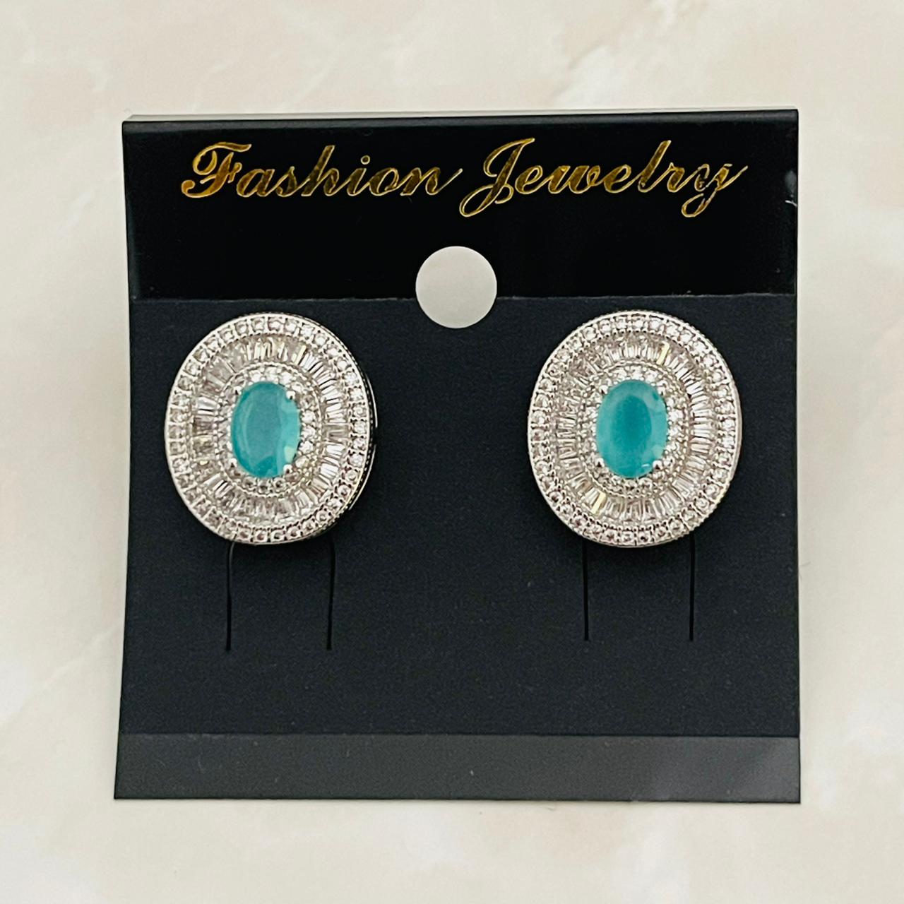 Aqua Shine Halo Stud Earrings