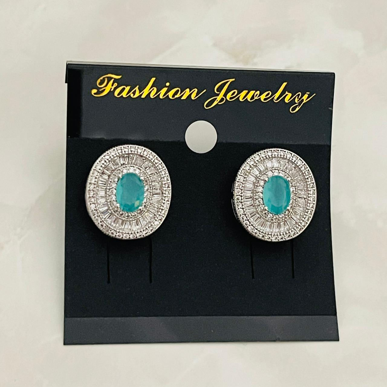 Aqua Shine Halo Stud Earrings