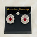 Ruby Glow Halo Stud Earrings