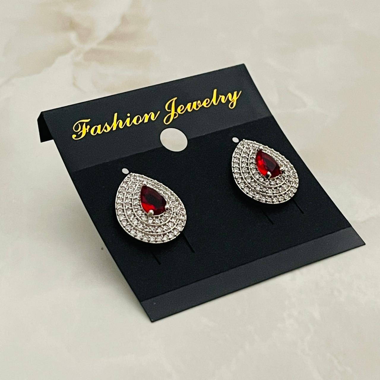 Ruby Teardrop Halo Studs
