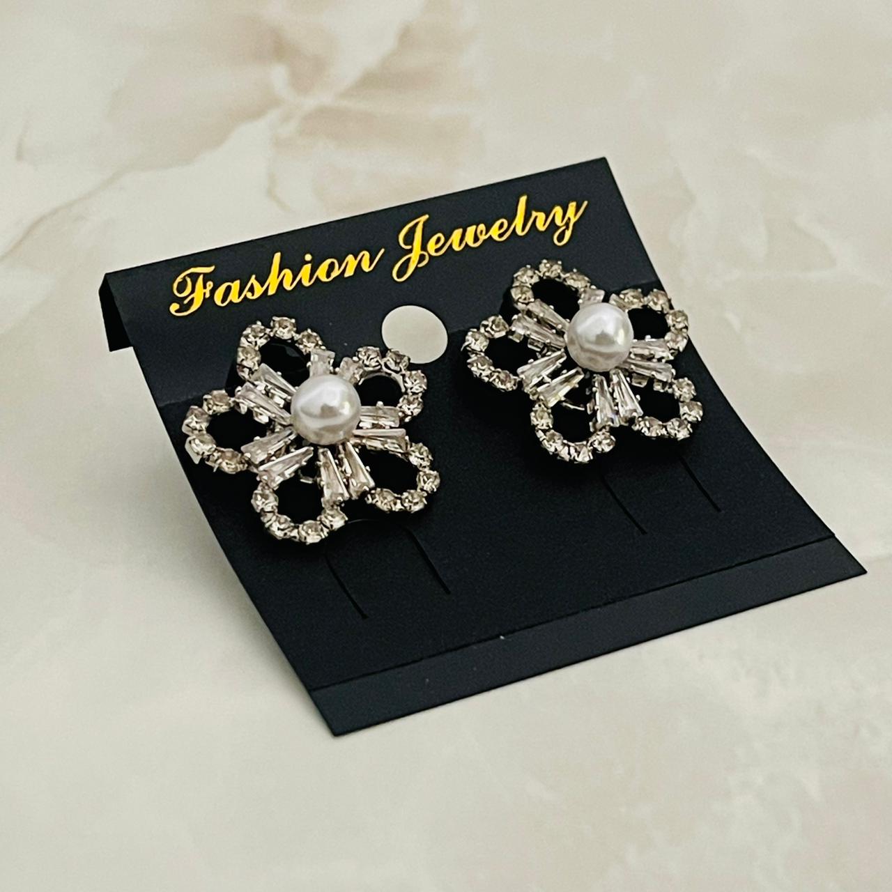 Pearl Bloom Crystal Studs