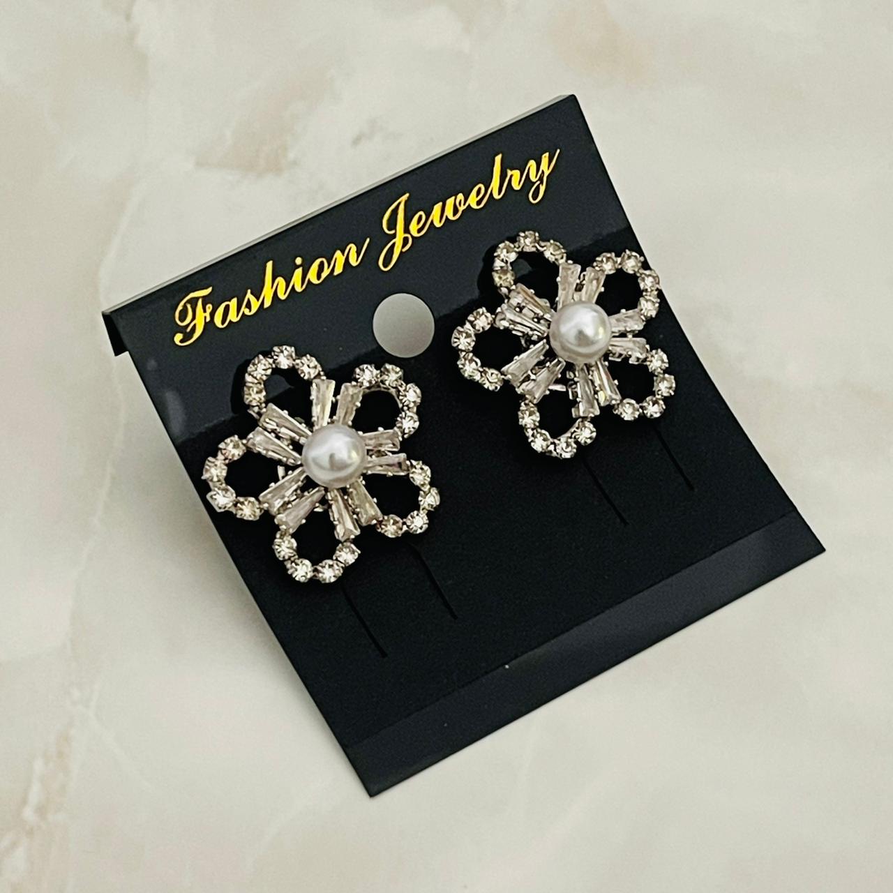 Pearl Bloom Crystal Studs
