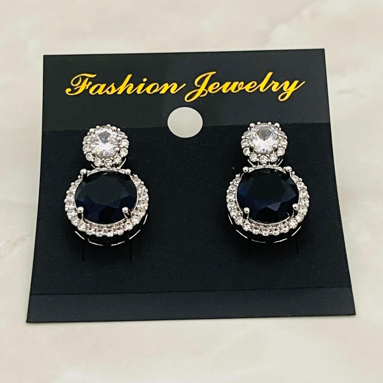 Midnight Halo Drop Studs