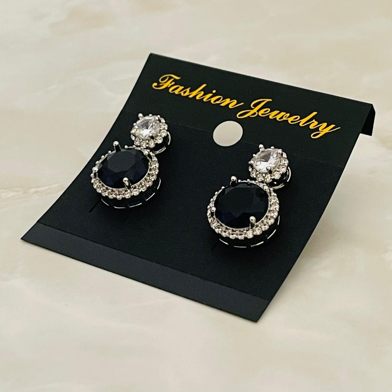 Midnight Halo Drop Studs