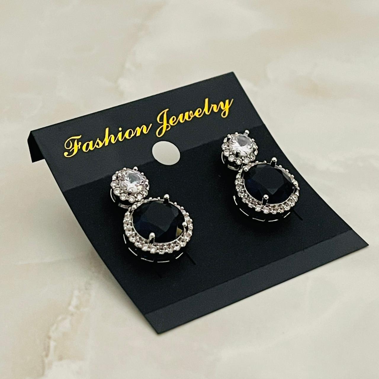 Midnight Halo Drop Studs