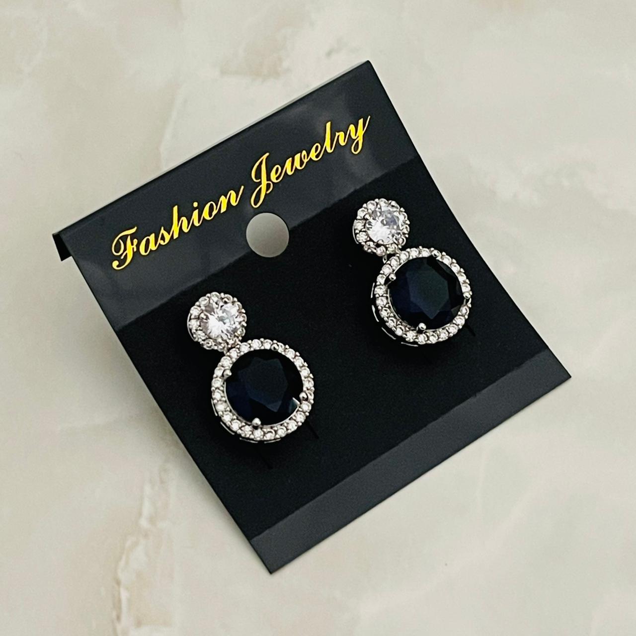 Midnight Halo Drop Studs