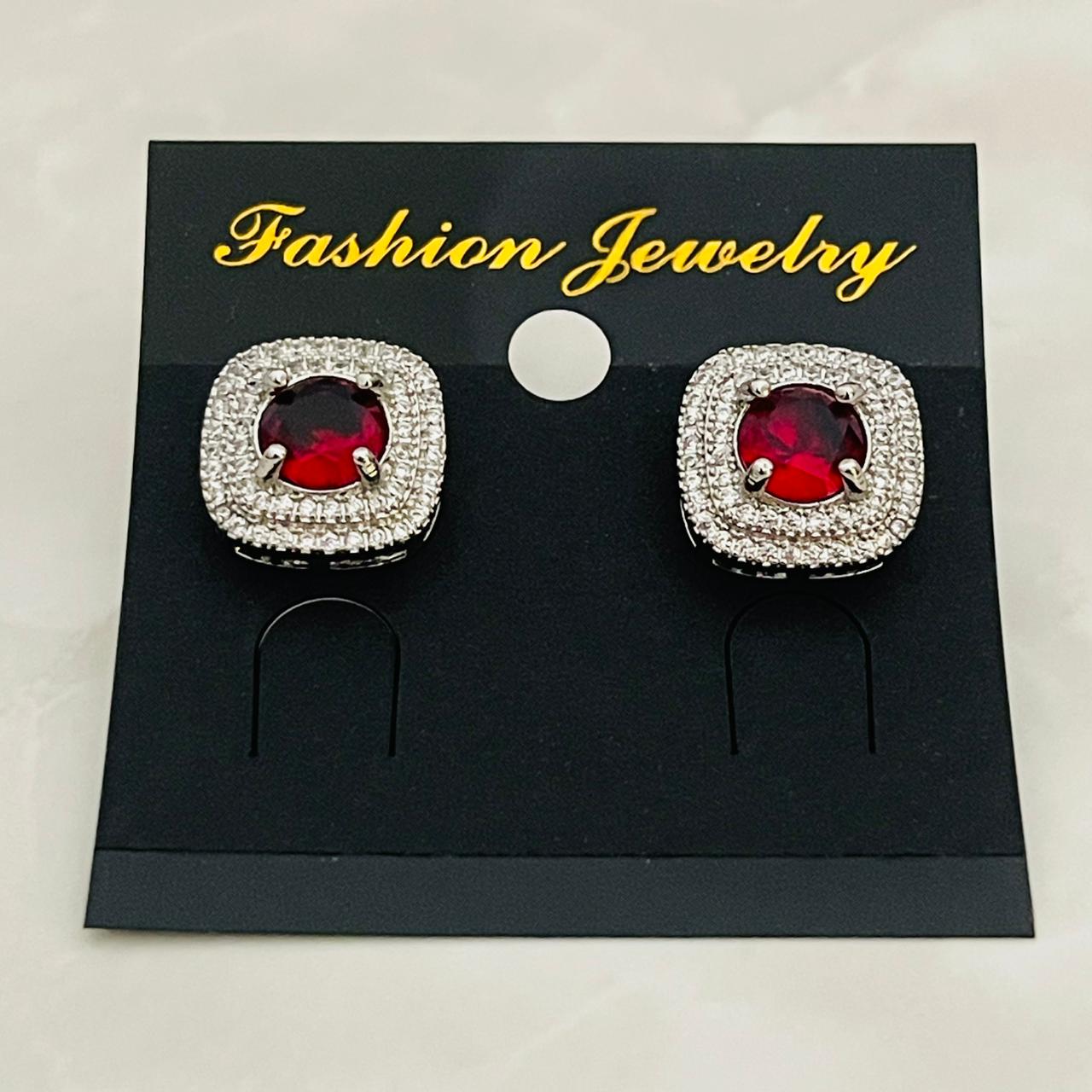 Ruby Halo Studs