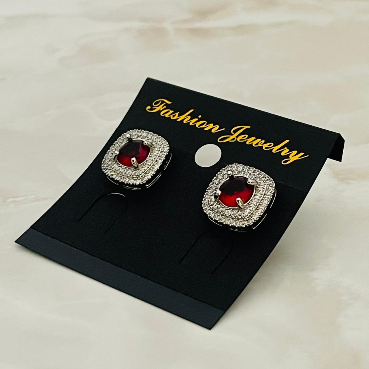 Ruby Halo Studs