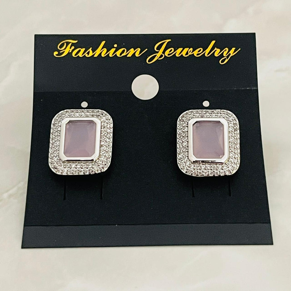 Blush Rectangle Halo Studs