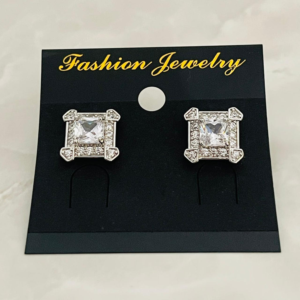 Princess Cut Halo Studs