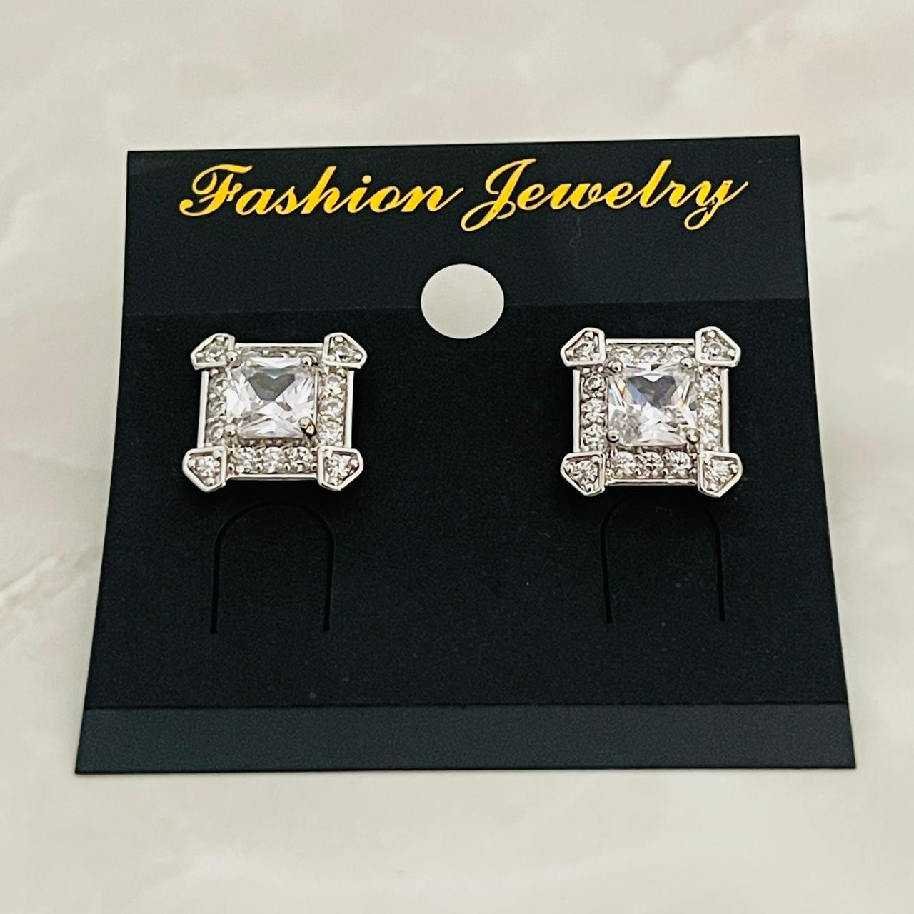 Princess Cut Halo Studs